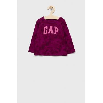 GAP longsleeve din bumbac pentru copii culoarea violet