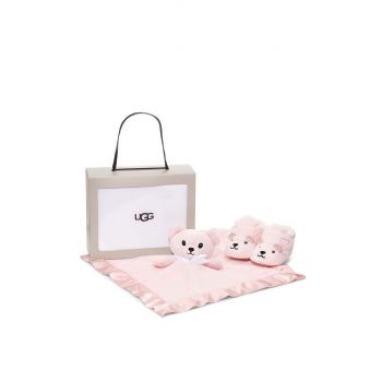 UGG pantofi pentru bebelusi Bixbee And Lovey Bear Stuffie culoarea roz de firma original