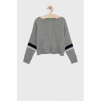 United Colors of Benetton pulover pentru copii din amestec de lana culoarea gri, light de firma original