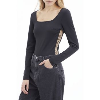 Body slim-fit din amestec de modal cu segmente logo contrastante