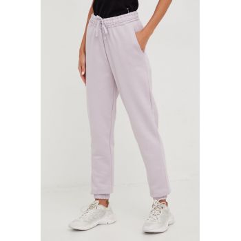 4F pantaloni de trening femei, culoarea violet, neted