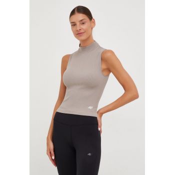 4F top femei, culoarea bej, cu turtleneck