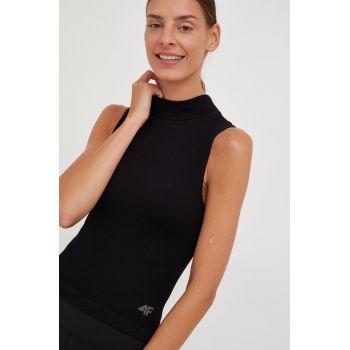 4F top femei, culoarea negru, cu turtleneck