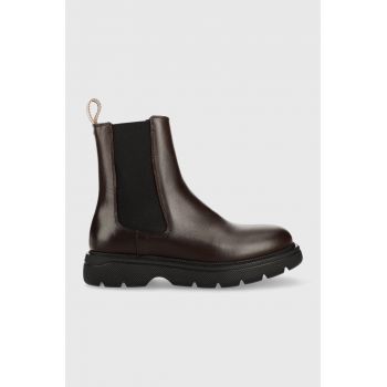 BOSS ghete chelsea de piele Jacob femei, culoarea maro, cu platforma