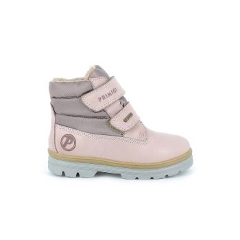 Ghete de piele nabuc si material textil cu barete velcro