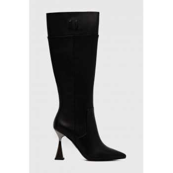 Karl Lagerfeld ghete de piele DEBUT femei, culoarea negru, cu toc drept KL32070