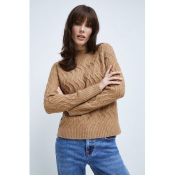 Medicine pulover femei, culoarea bej, cu turtleneck