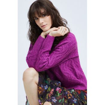 Medicine pulover femei, culoarea violet, cu turtleneck