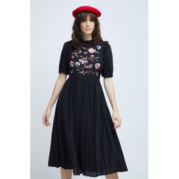 Medicine rochie culoarea negru, midi, evazati