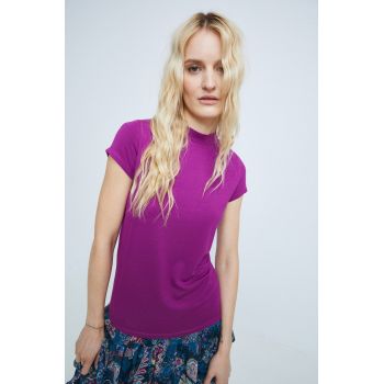Medicine tricou femei, culoarea violet, cu turtleneck