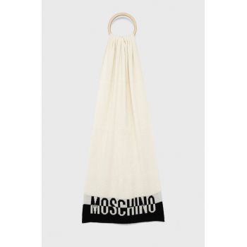 Moschino esarfa din amestec de lana culoarea alb, modelator