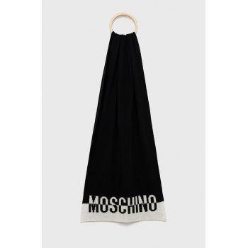 Moschino esarfa din amestec de lana culoarea negru, modelator