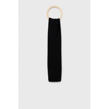 Sisley esarfa din amestec de lana culoarea negru, neted