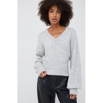Sisley pulover din amestec de lana femei, culoarea gri,