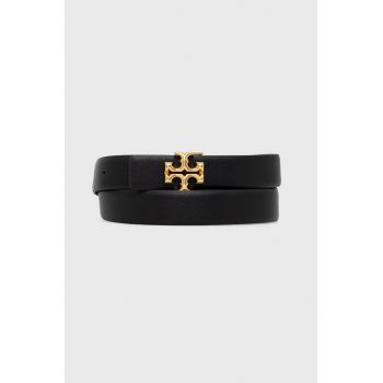 Tory Burch curea de piele femei, culoarea negru