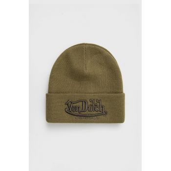 Von Dutch caciula culoarea verde, din tricot gros de firma originala