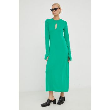 Herskind rochie culoarea verde, midi, mulata ieftina