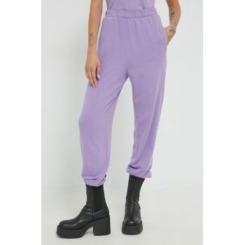Hollister Co. pantaloni de trening femei, culoarea violet, neted