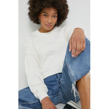 Hollister Co. pulover de bumbac femei, culoarea alb, light ieftin