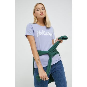 Hollister Co. tricou din bumbac culoarea violet
