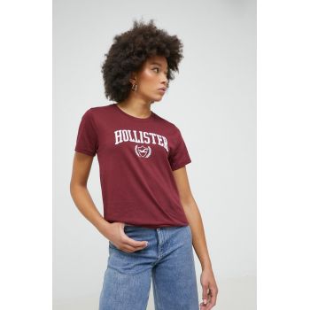 Hollister Co. tricou femei, culoarea bordo