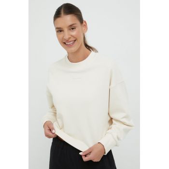 New Balance hanorac de bumbac femei, culoarea bej, neted