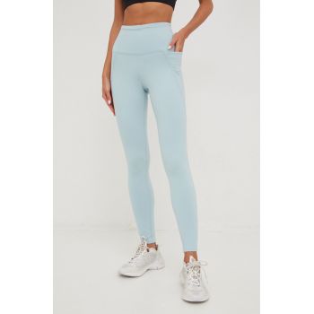 Reebok leggins de antrenament Lux femei, culoarea verde, neted