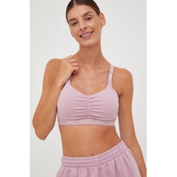 Reebok sutien sport pentru alăptare culoarea roz, neted