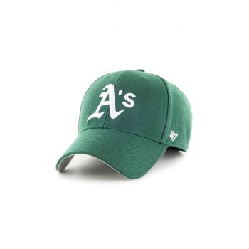 47brand șapcă din amestec de lână MLB Oakland Athletics culoarea verde, cu imprimeu  B-MVP18WBV-DGE