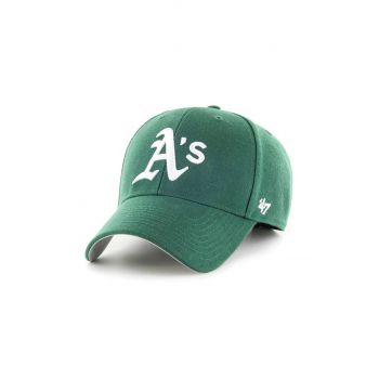 47brand șapcă din amestec de lână MLB Oakland Athletics culoarea verde, cu imprimeu B-MVP18WBV-DGE de firma originala