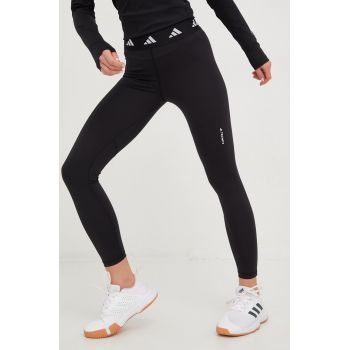 adidas Performance leggins de antrenament Techfit femei, culoarea negru, neted