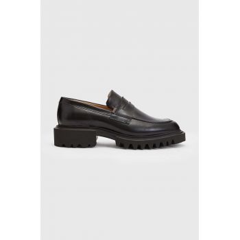 AllSaints mocasini de piele Lola Loafer femei, culoarea negru, cu platforma