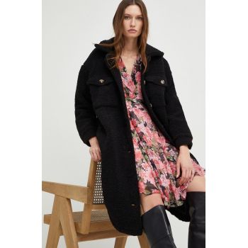 Answear Lab palton femei, culoarea negru, de tranzitie