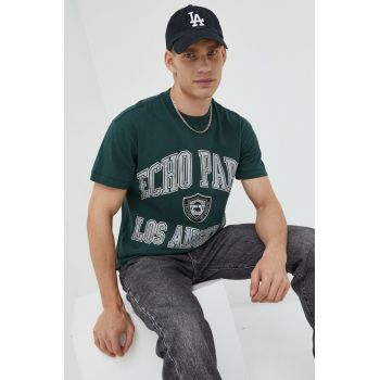 Abercrombie & Fitch tricou din bumbac culoarea verde, cu imprimeu de firma original