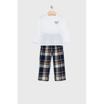 Abercrombie & Fitch pijama copii culoarea alb, neted