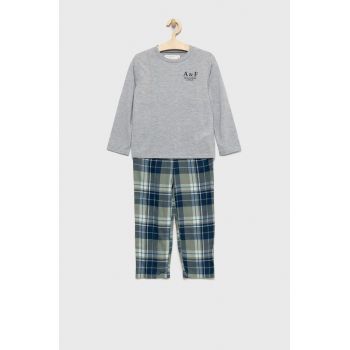 Abercrombie & Fitch pijama copii culoarea gri, neted