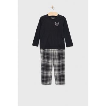 Abercrombie & Fitch pijama copii culoarea negru, neted