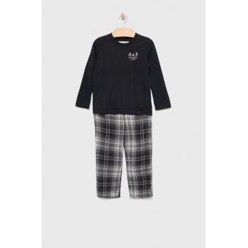 Abercrombie & Fitch pijama copii culoarea negru, neted ieftine