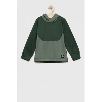 Abercrombie & Fitch bluza copii culoarea verde, cu glugă, neted de firma original