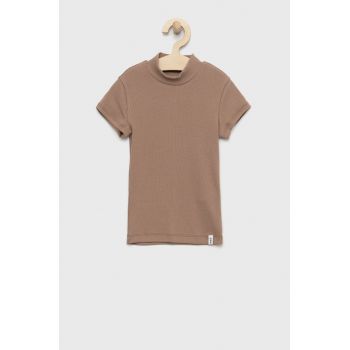 Abercrombie & Fitch tricou copii culoarea maro, cu turtleneck ieftin