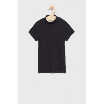 Abercrombie & Fitch tricou copii culoarea negru, cu turtleneck