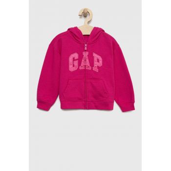 GAP bluza copii culoarea roz, cu glugă, cu imprimeu de firma original