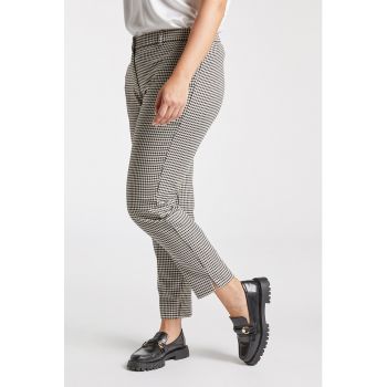 Pantaloni crop cu model houndstooth