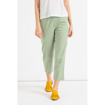 Pantaloni jogger crop cu snur de ajustare in talie