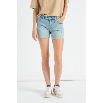 Pantaloni scurti de denim cu aspect decolorat