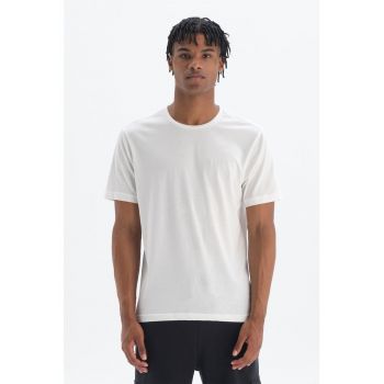 Tricou de bumbac cu decolteu la baza gatului