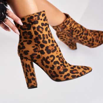 Botine dama Imblanite Animal Print din Piele Ecologica Intoarsa Jayesha A2809