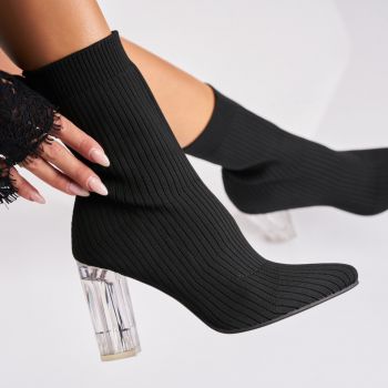 Botine dama Imblanite Negre din Textil Filomina