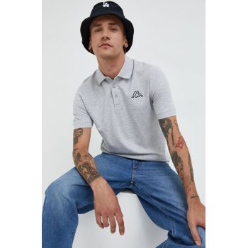Kappa polo de bumbac culoarea gri, cu imprimeu
