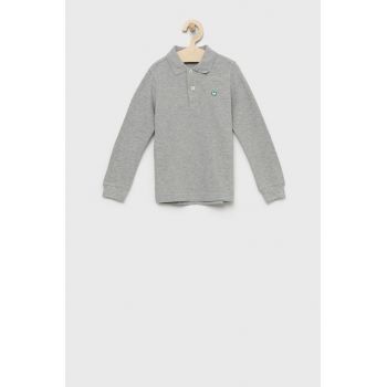United Colors of Benetton longsleeve din bumbac pentru copii culoarea gri, neted